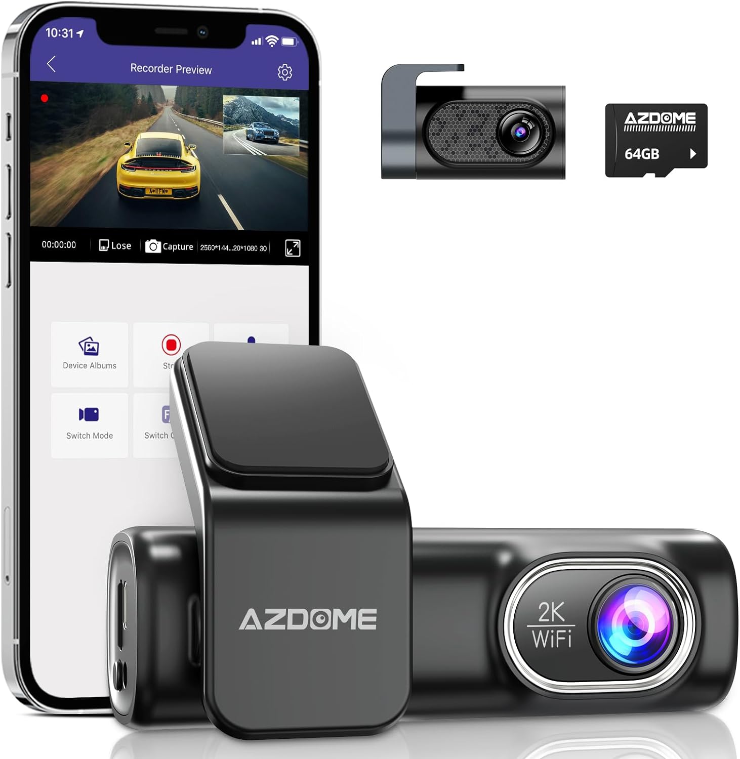 دوربین ثبت وقایع 4K دو دوربین AZDOME مدل D600